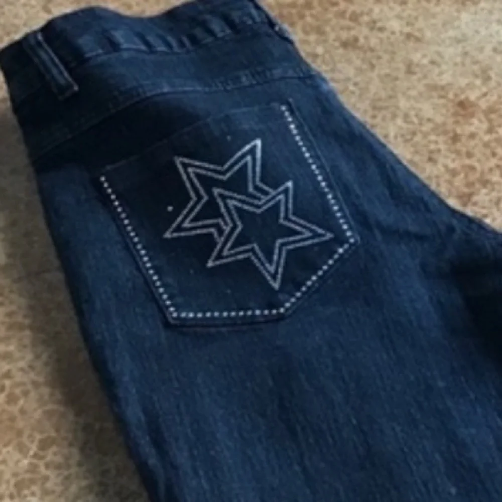Govanni 13/14 skinny dark wash embellished star rhinestone pocket mid rise jeans